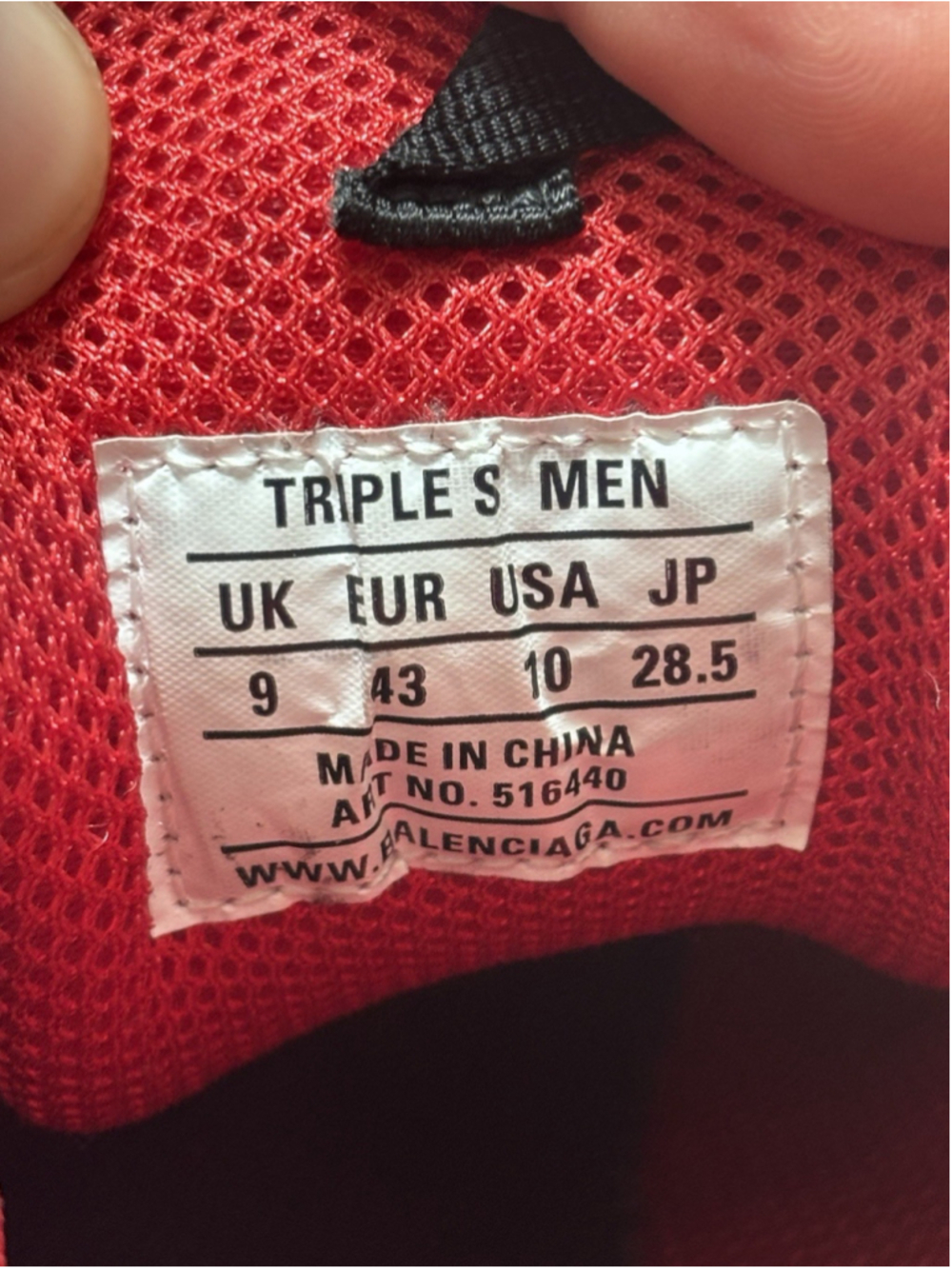 Size 10- Balenciaga Triple S Red Black W/Box - Picture 10 of 16